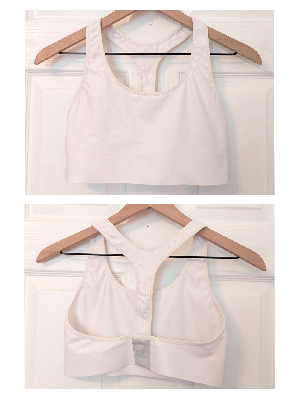 Champion White Racerback Sports Bra Large